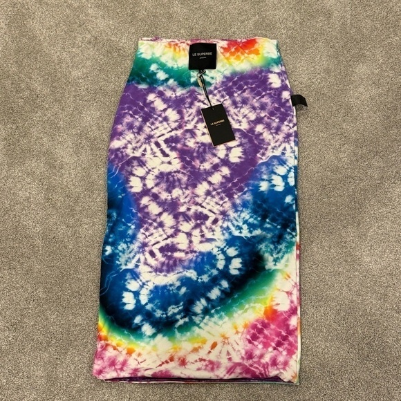 Le Superbe Two Timer Reversible MIDI Skirt Tie Dye & Amethyst Size Small NWT - Picture 9 of 10
